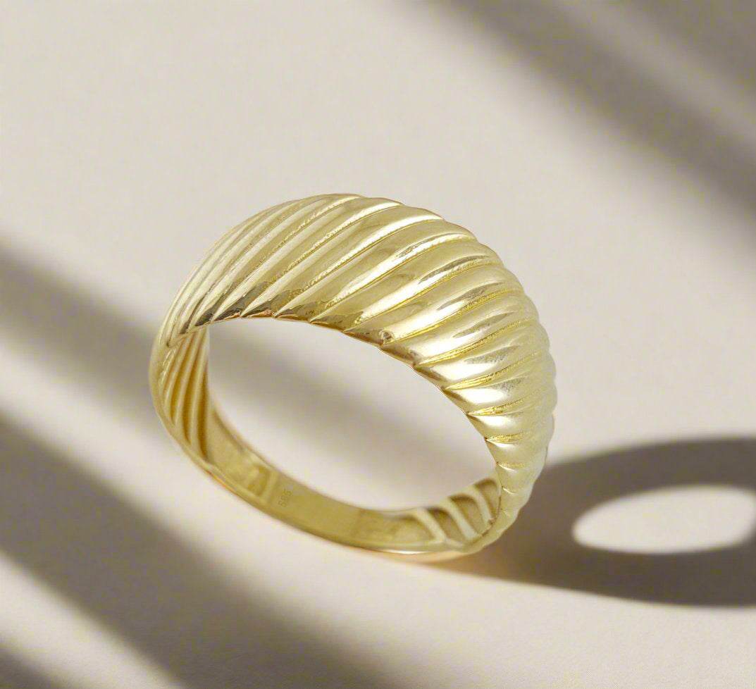 Croissant Gold Ring - 10k,14k,18k - TurkishBling