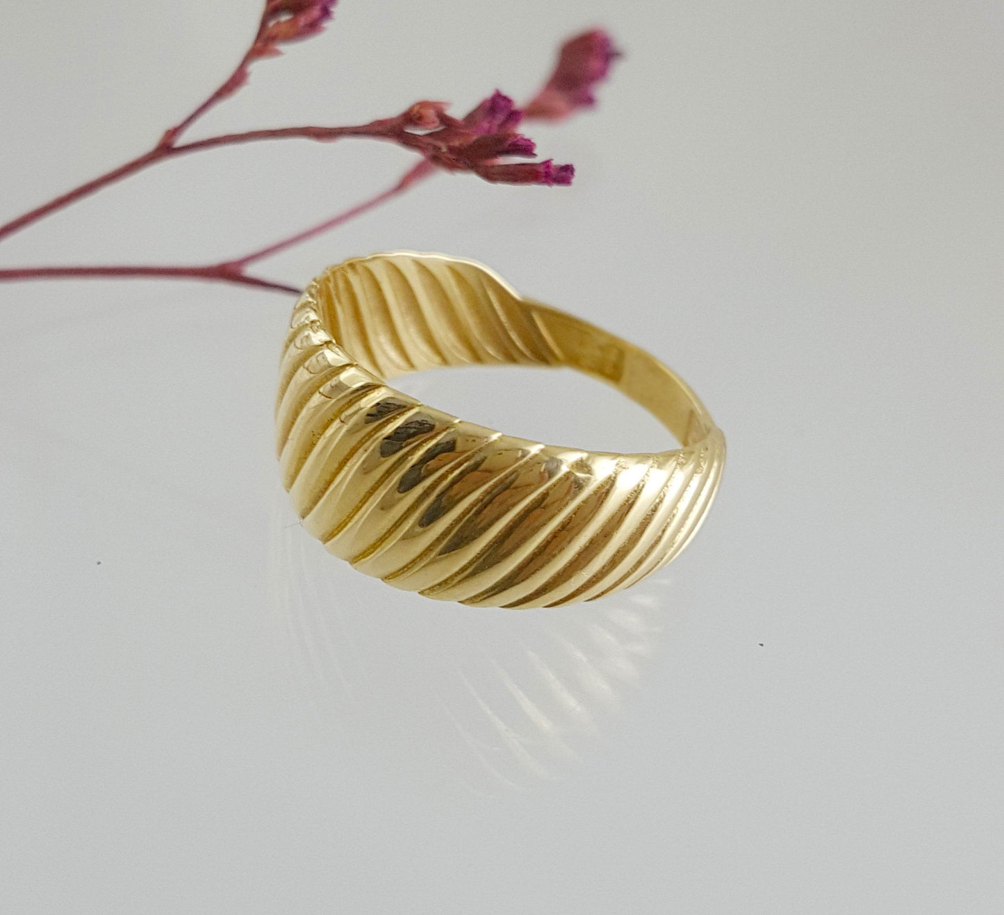 Croissant Gold Ring - 10k,14k,18k - TurkishBling