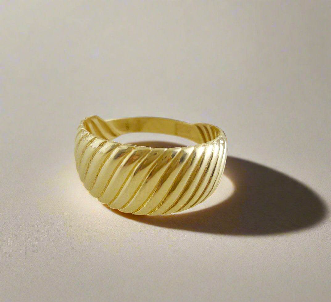 Croissant Gold Ring - 10k,14k,18k - TurkishBling
