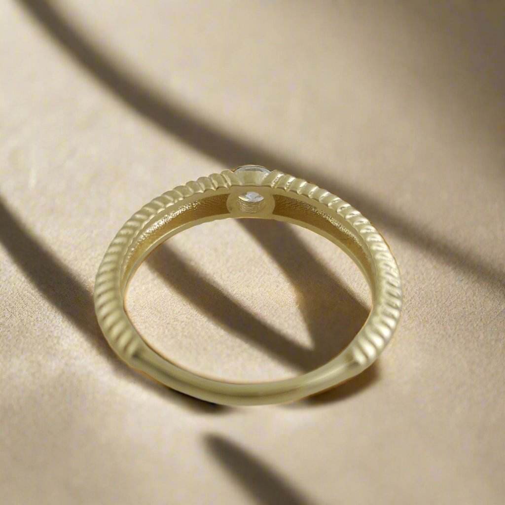 Gold Grooved Ring - 10k,14k,18k - TurkishBling