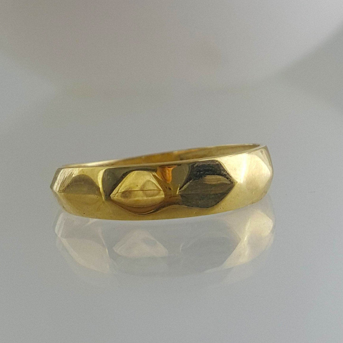 Facetted Dome Gold Ring - 18k,14k,10k - TurkishBling