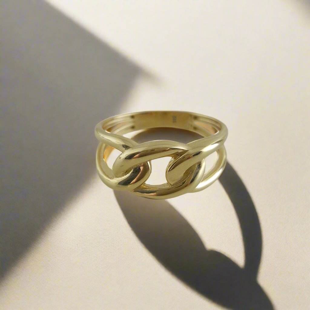 Interlocked Gold Ring - 10k,14k,18k - TurkishBling