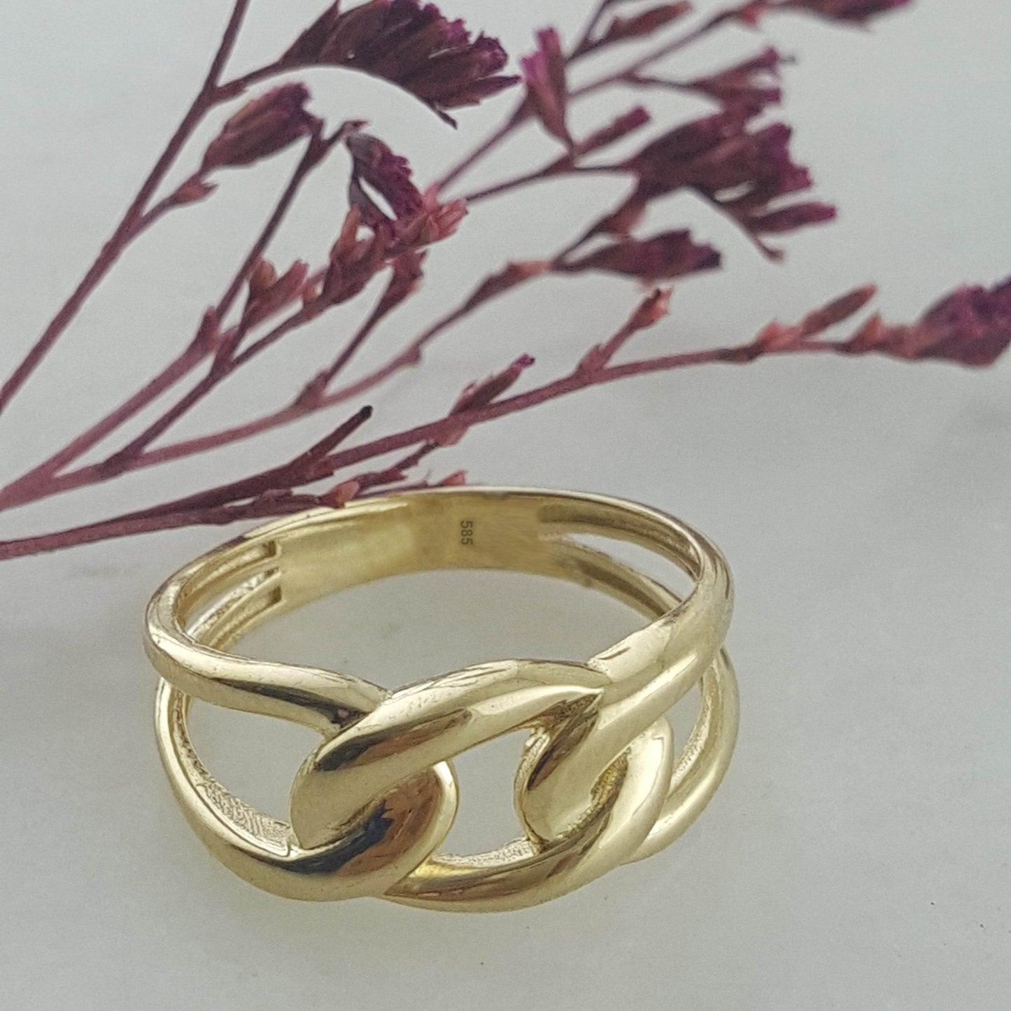 Interlocked Gold Ring - 10k,14k,18k - TurkishBling