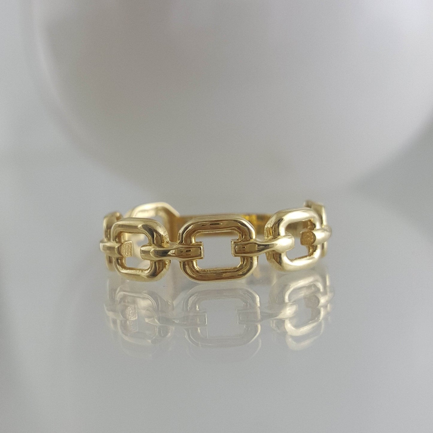 Square Chain Link Gold Ring - 10k,14k,18k - TurkishBling