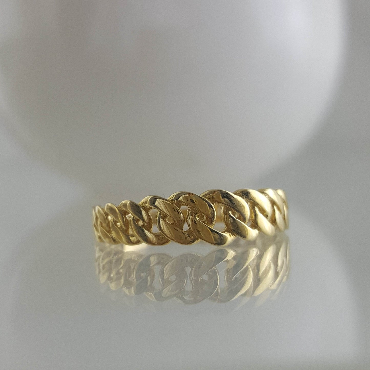 Gold Cuban Chain Link Ring - 18k, 14k,10k - TurkishBling