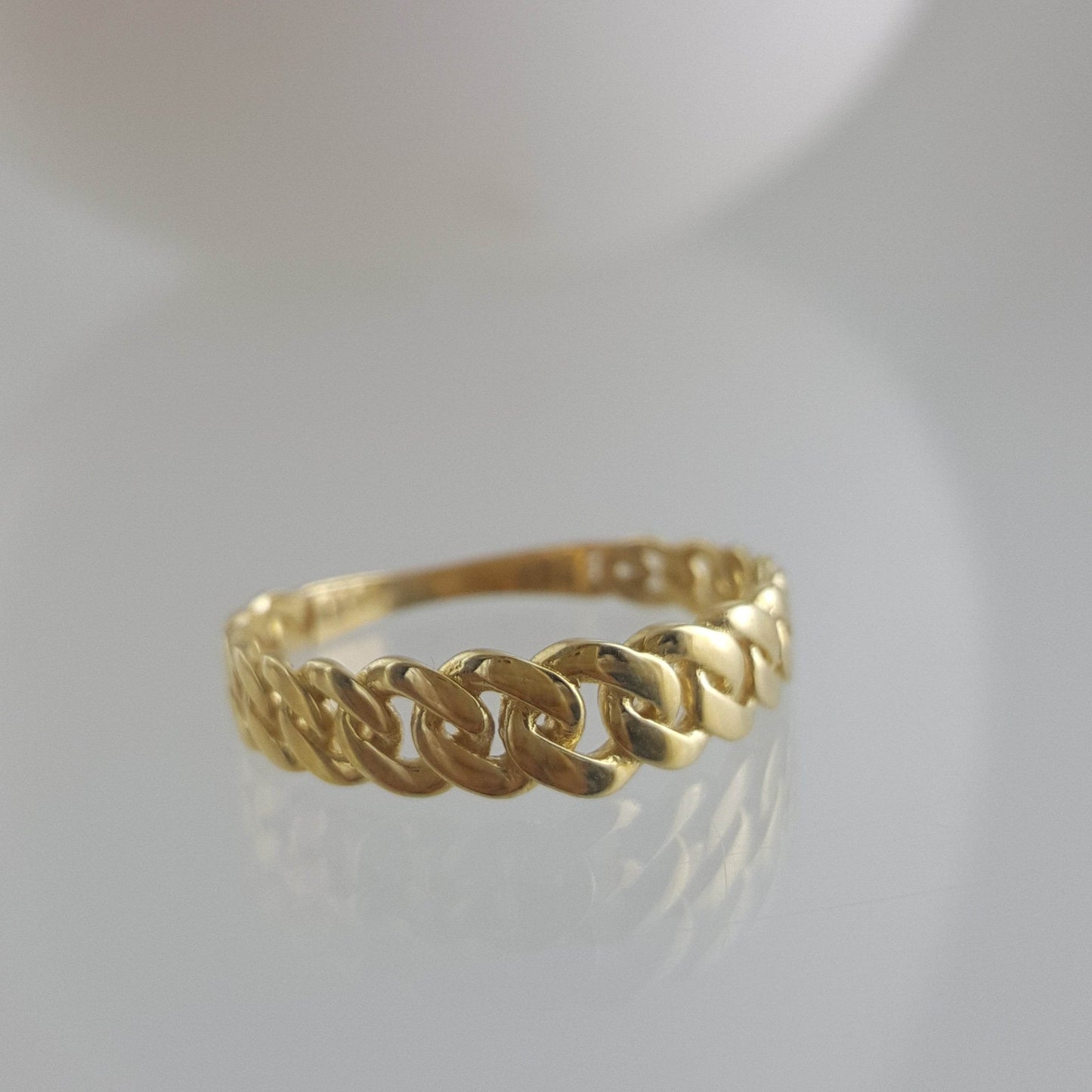 Gold Cuban Chain Link Ring - 18k, 14k,10k - TurkishBling