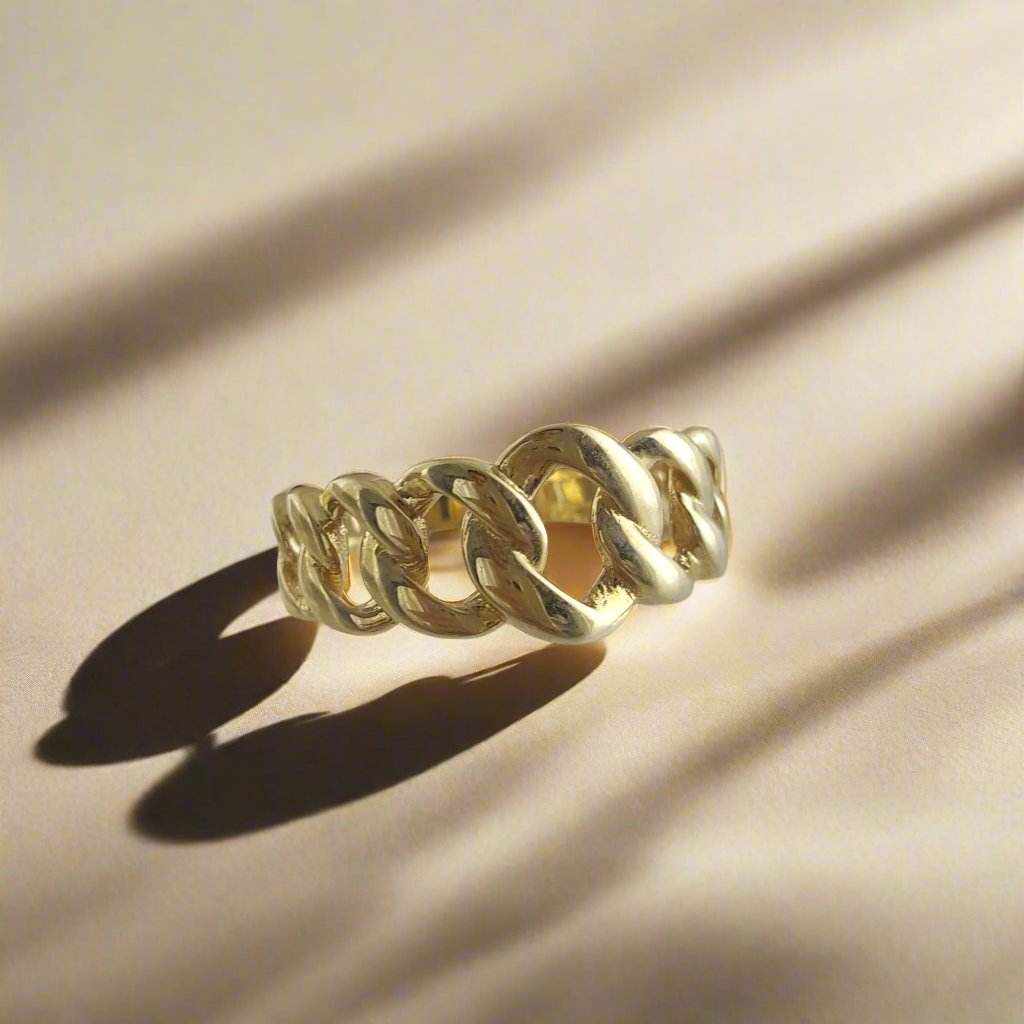 Cuban Chain Link Gold Ring - 10k,14k,18k - TurkishBling