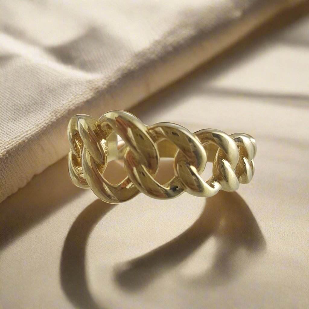 Cuban Chain Link Gold Ring - 10k,14k,18k - TurkishBling