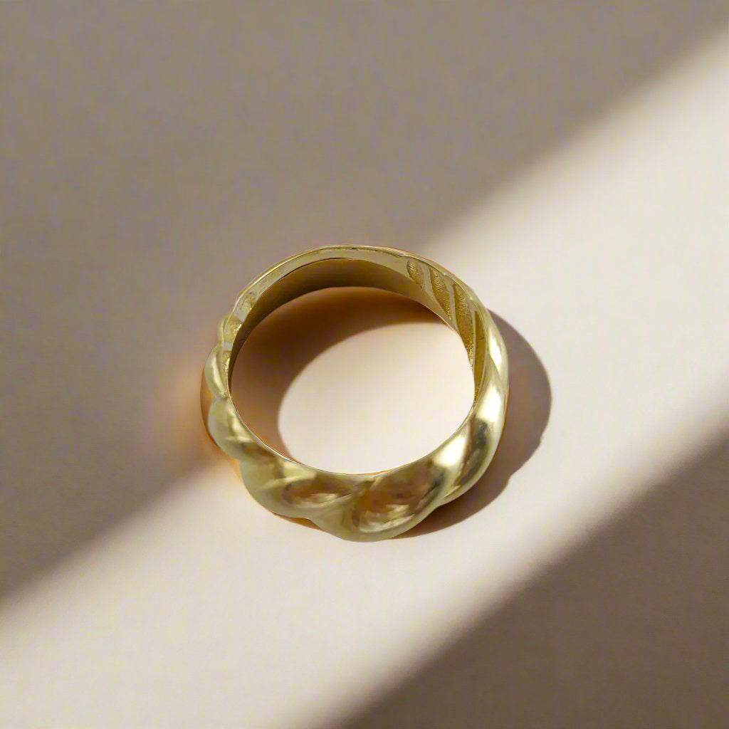 Large Croissant Gold Ring - 10k, 14k, 18k - TurkishBling