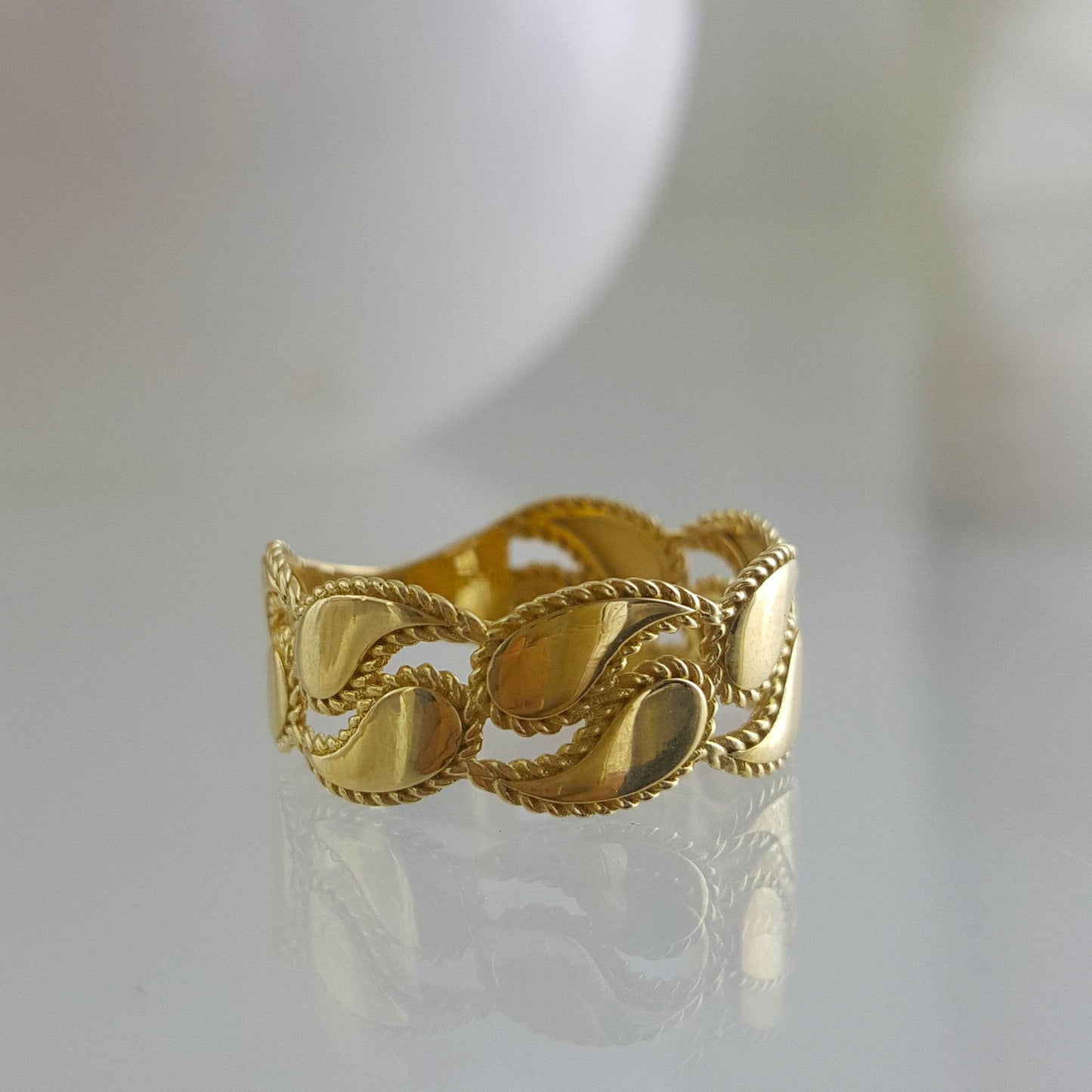Gold Paisley Ring - 10k, 14k, 18k - TurkishBling