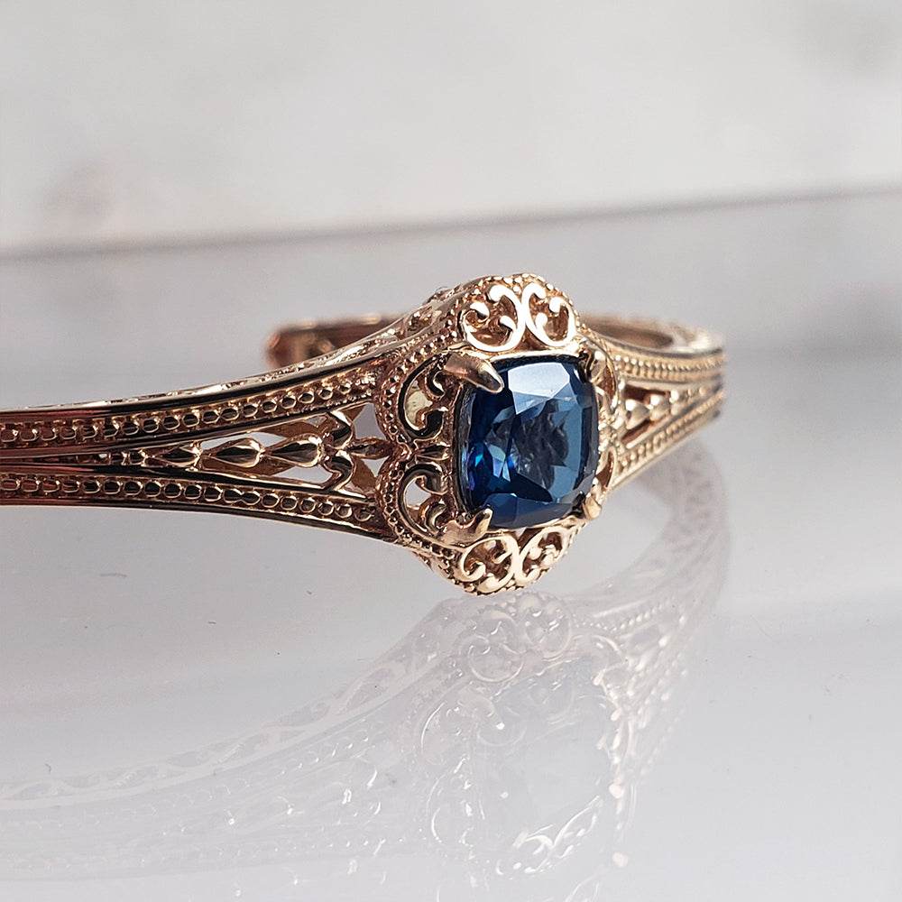 London Blue Topaz Colored Quartz Scrollwork Bangle Bracelet - TurkishBling