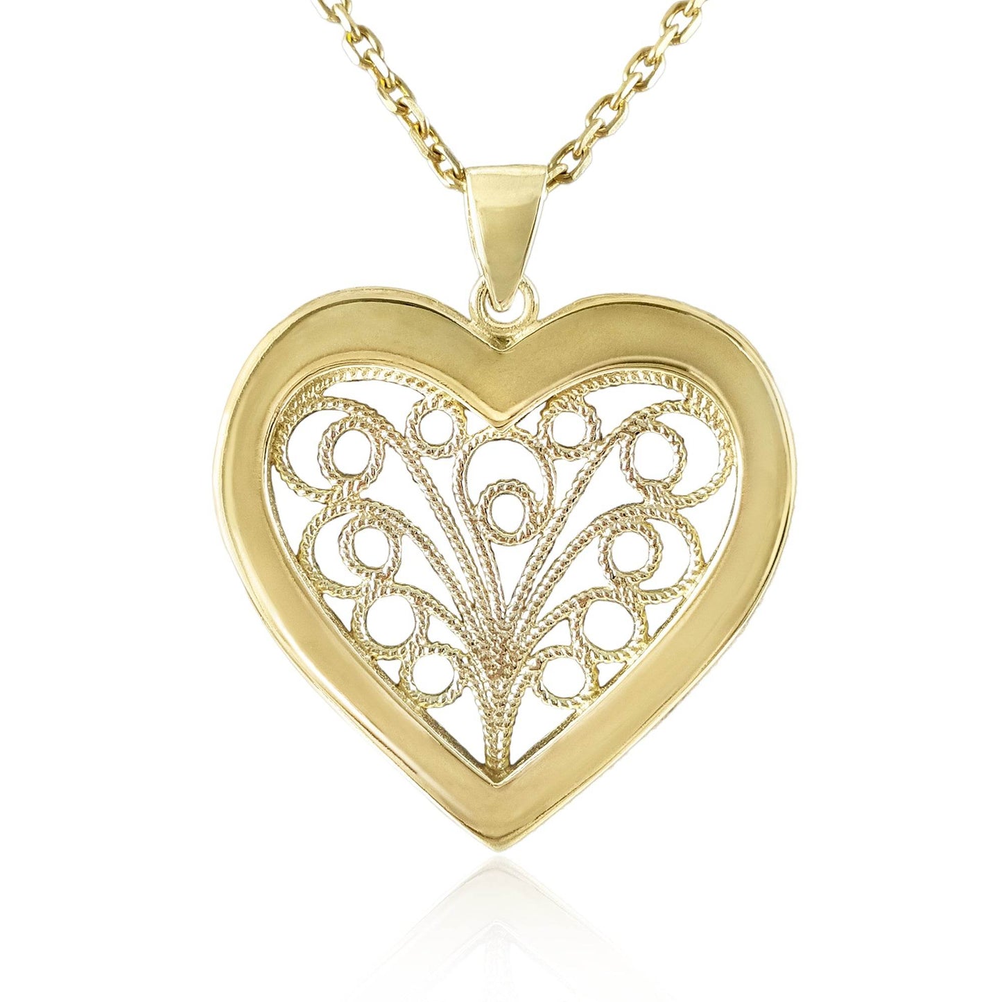 Heart Shaped Artisan Filigree Pendant - TurkishBling