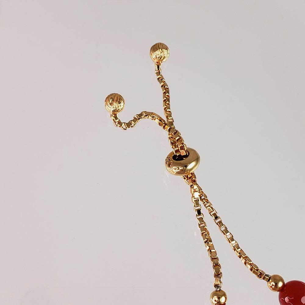 Charming Gold Plated Filigree Carnelian Bead Hamsa Bracelet - TurkishBling