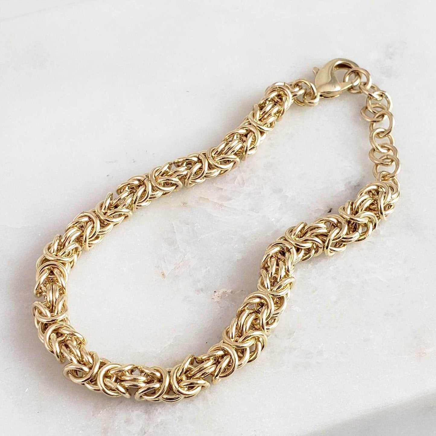 Gold Byzantine Chain Bracelet – Artisan Design, Statement Gold Jewelry with Adjustable Length - TurkishBling