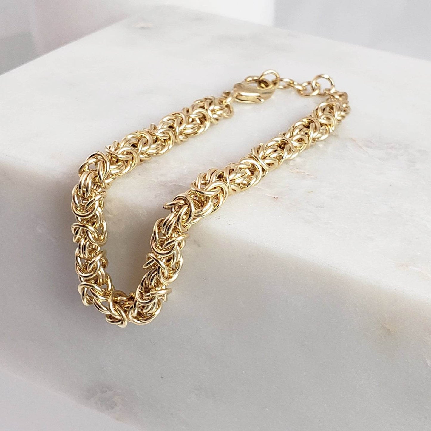 Gold Byzantine Chain Bracelet – Artisan Design, Statement Gold Jewelry with Adjustable Length - TurkishBling