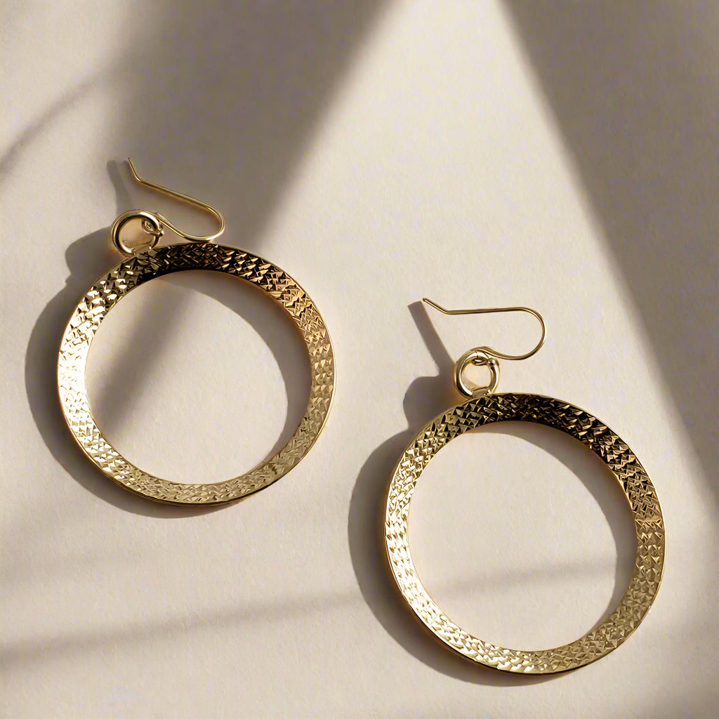 Textured Hoop Earrings on Hooks 2"