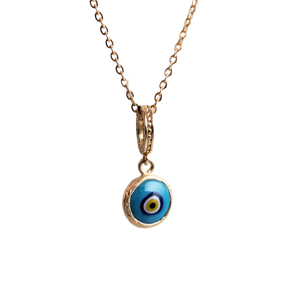 Evil Eye Glass Bead Charm – Handcrafted Turkish Protection Amulet in Sterling Silver