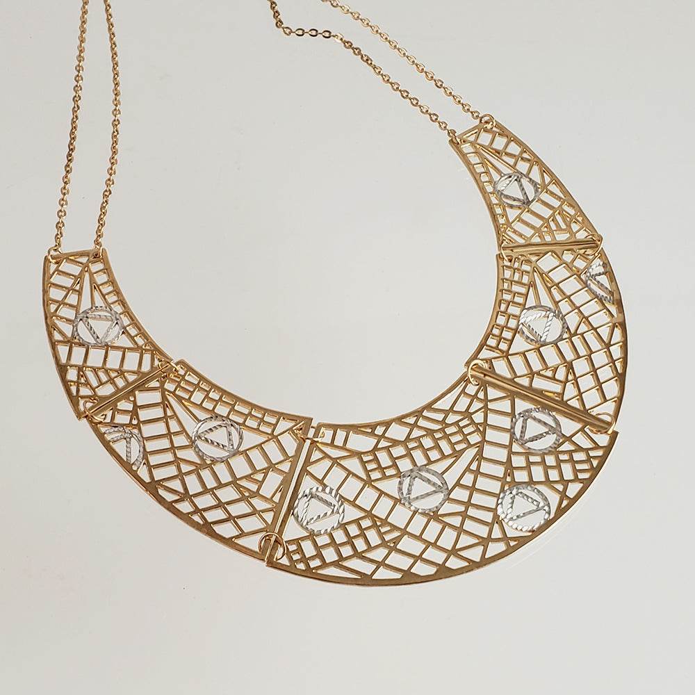 Cleopatra Gold Maximalist Geometric Statement Bib Necklace - TurkishBling
