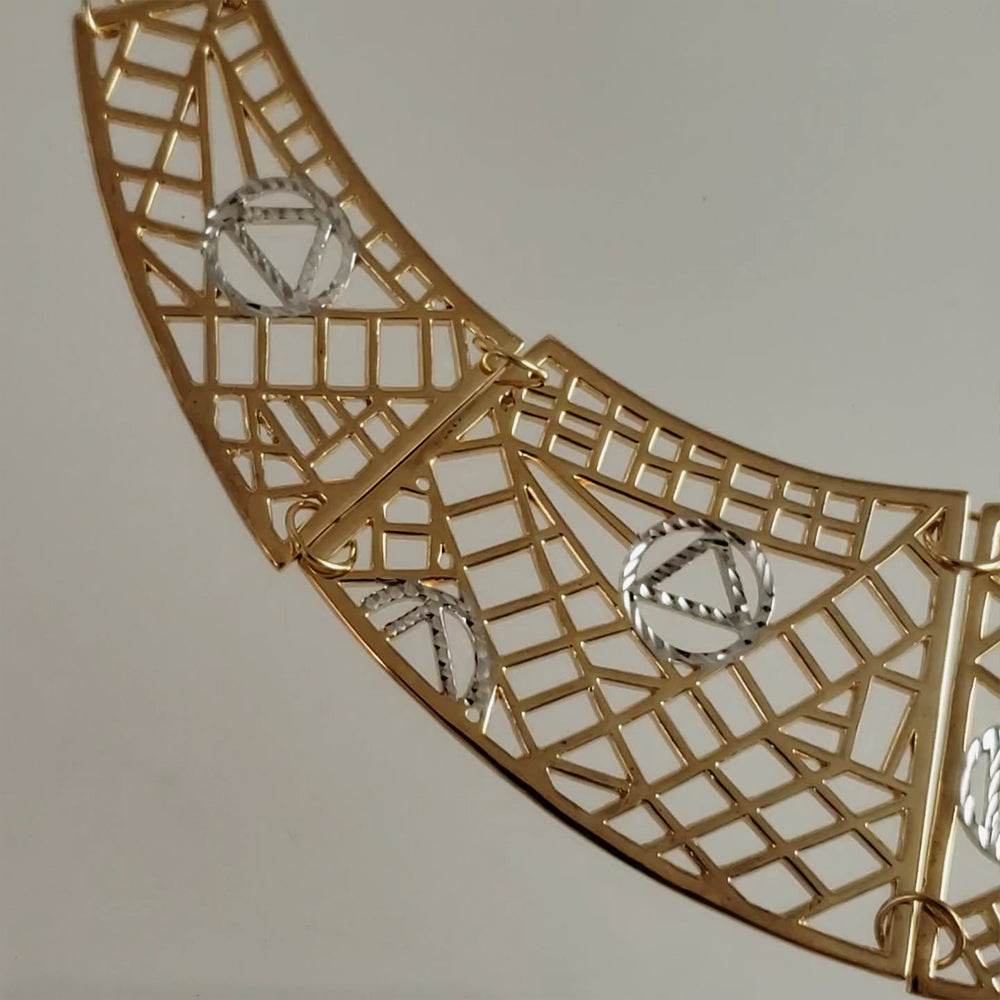 Cleopatra Gold Maximalist Geometric Statement Bib Necklace - TurkishBling