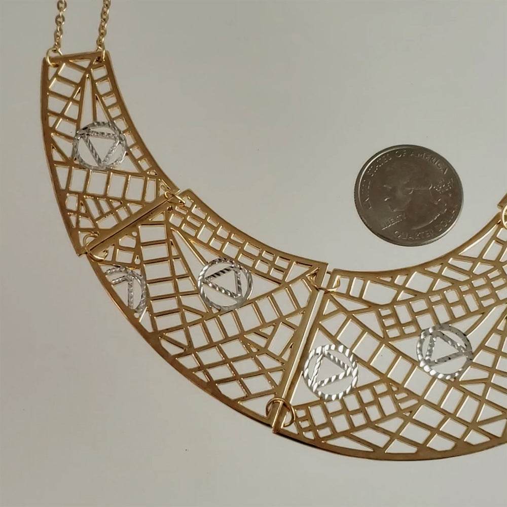 Cleopatra Gold Maximalist Geometric Statement Bib Necklace - TurkishBling