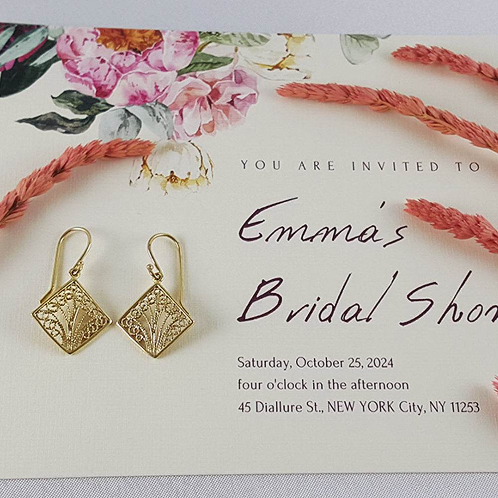 Aesthetic Filigree Square Dangle Earrings - TurkishBling
