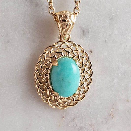 Blue Gemstone Woven Necklace with Lobster Claw - TurkishBling