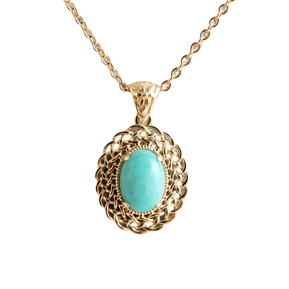 Blue Gemstone Woven Necklace with Lobster Claw - TurkishBling