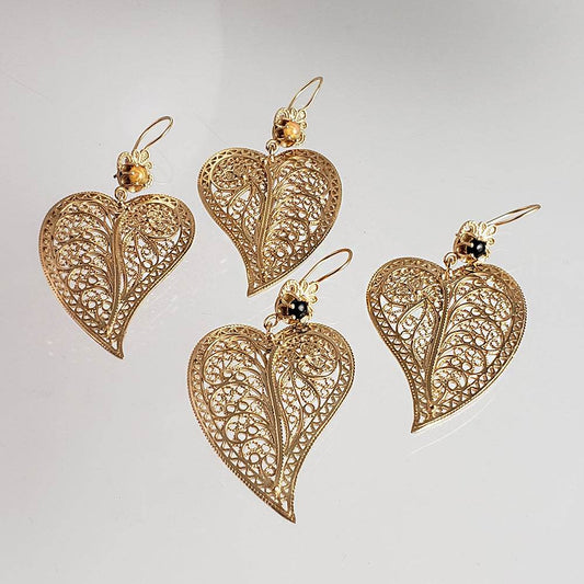 Heart Shaped Filigree Earrings - TurkishBling