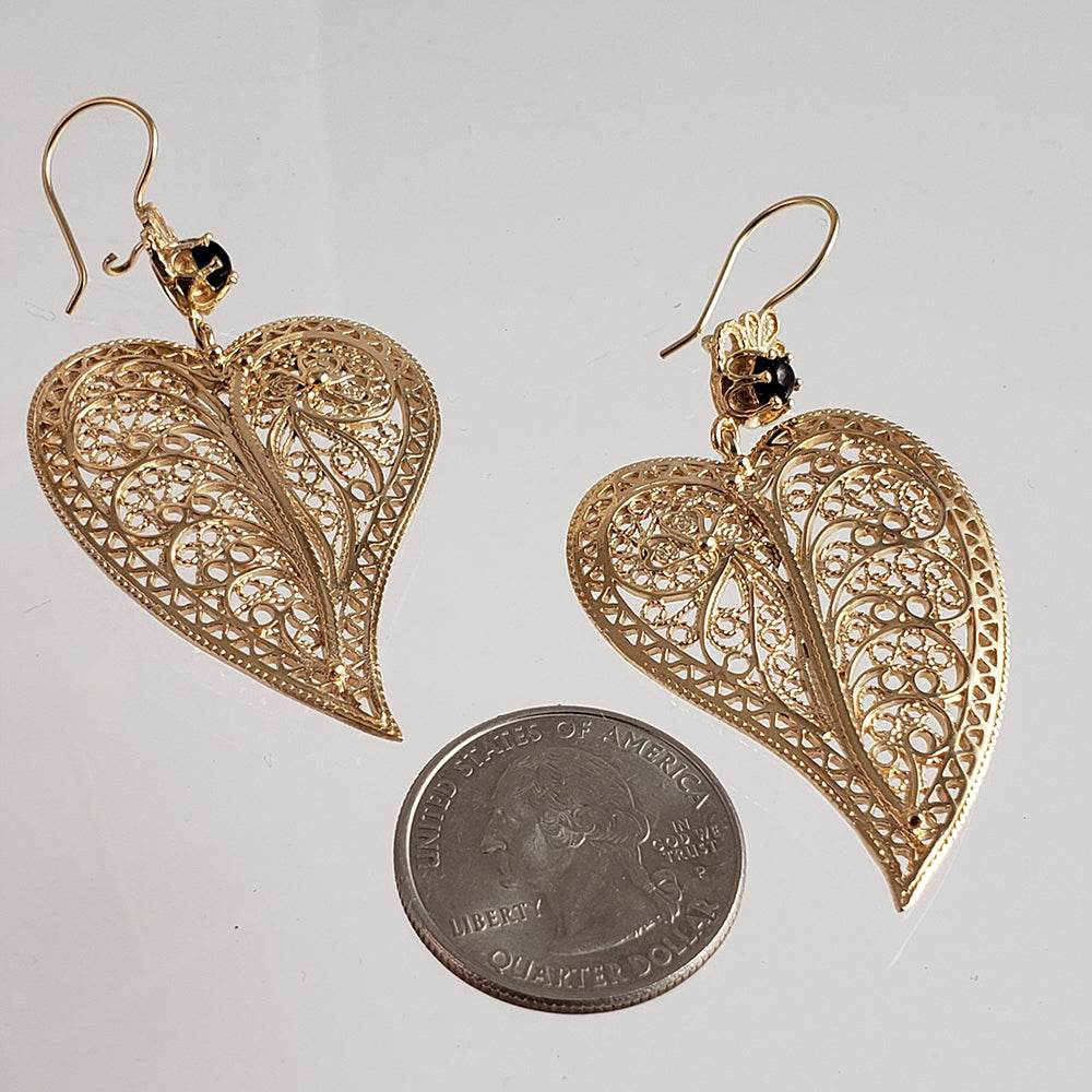 Heart Shaped Filigree Earrings - TurkishBling