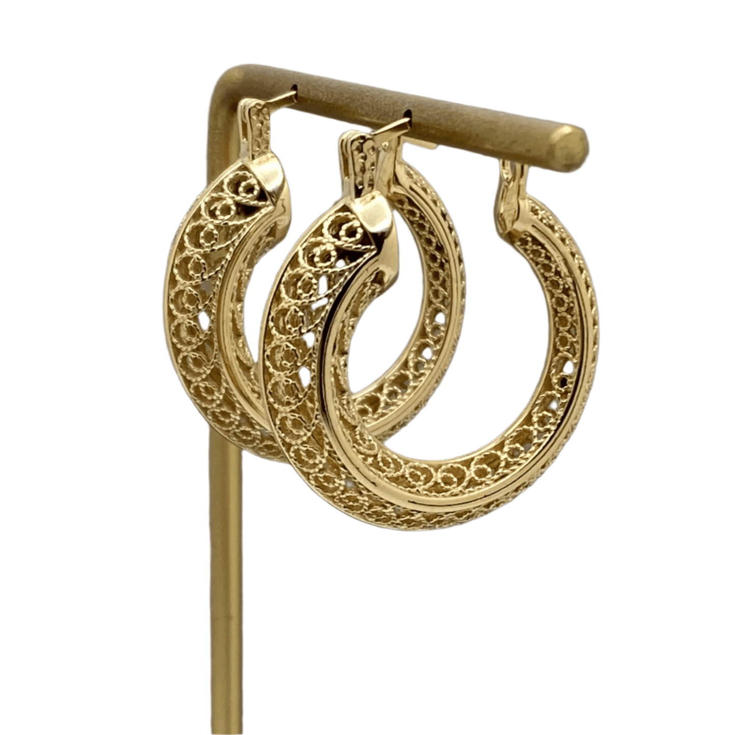 Graduated Filigree Hoop Earrings - TurkishBling