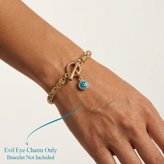 Evil Eye Glass Bead Charm – Handcrafted Turkish Protection Amulet in Sterling Silver