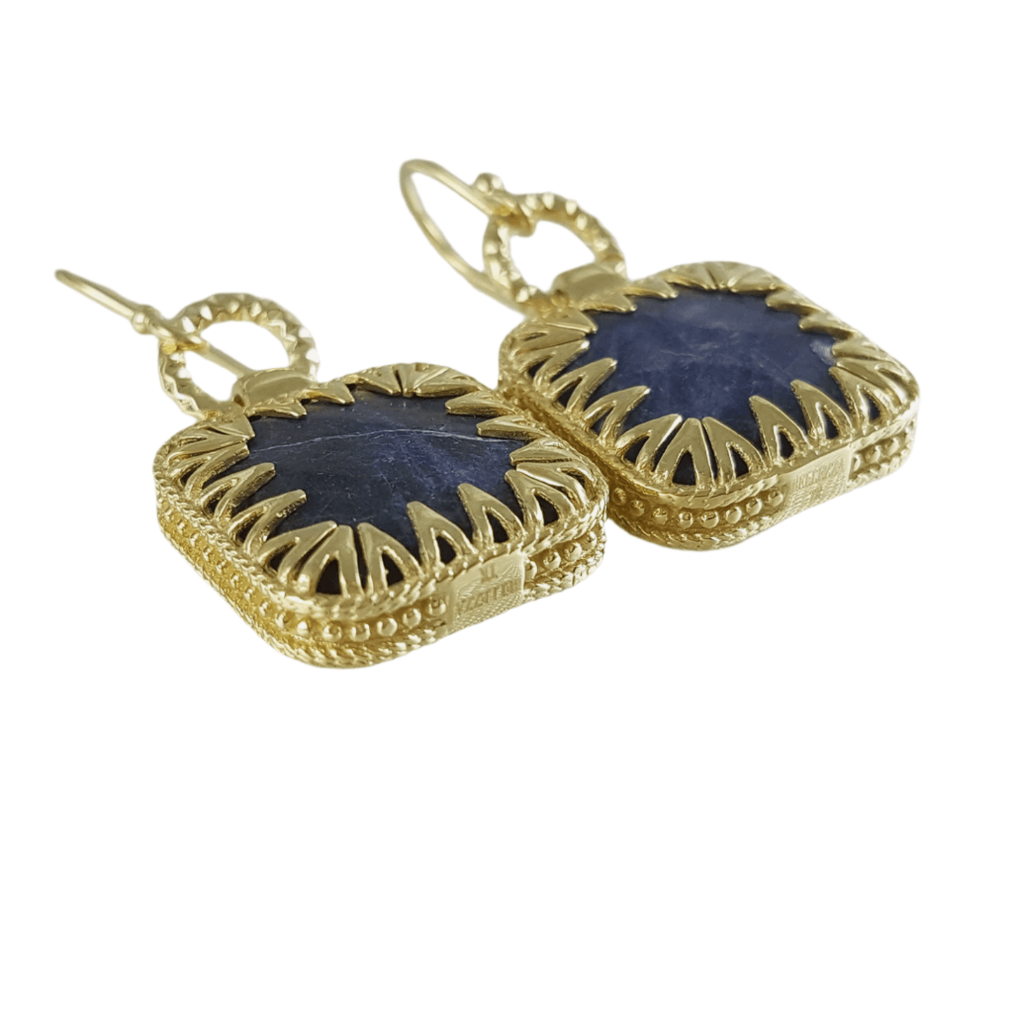 Square Blue Gemstone Sodalite Earrings - TurkishBling