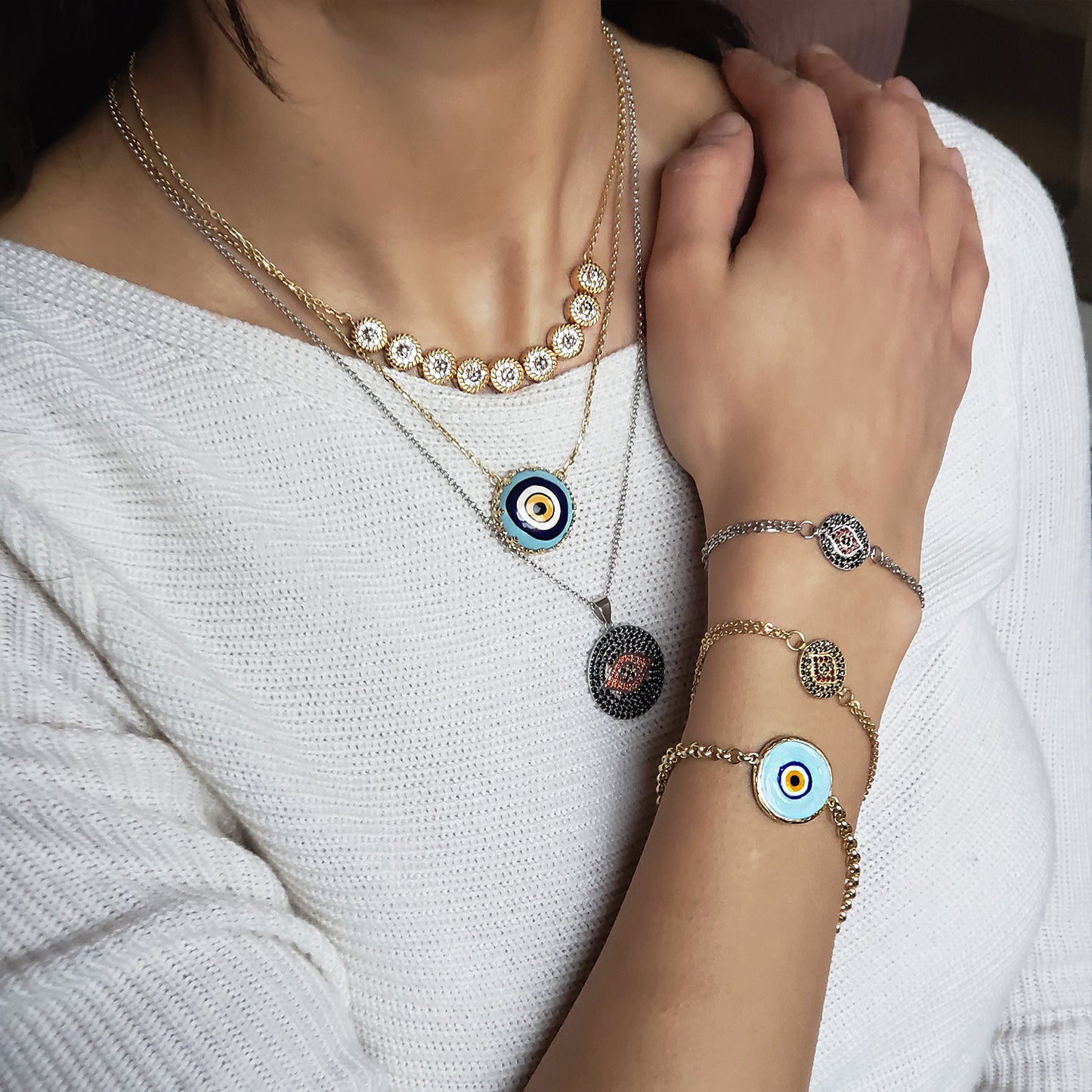 Evil Eye Multi-gem Bracelet