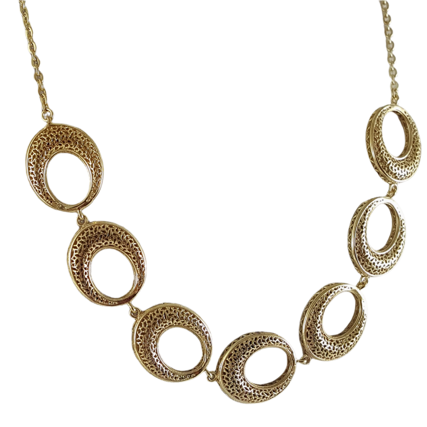 Crescent Moon Gold filigree Necklace with lobster clasp
