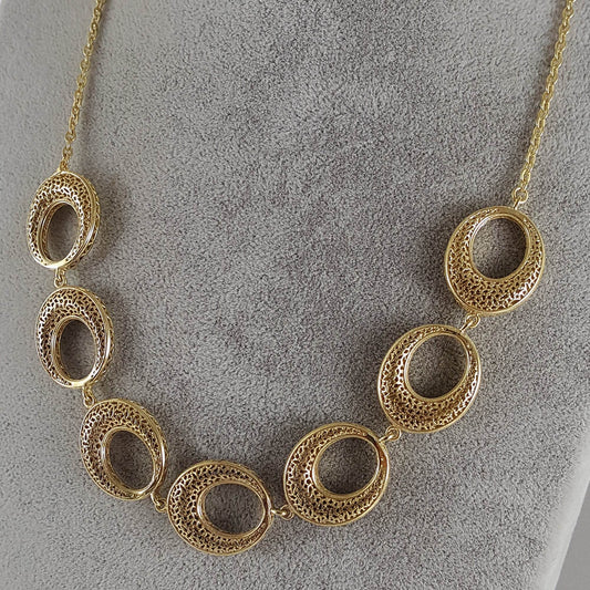 Crescent Moon Gold filigree Necklace with lobster clasp - TurkishBling