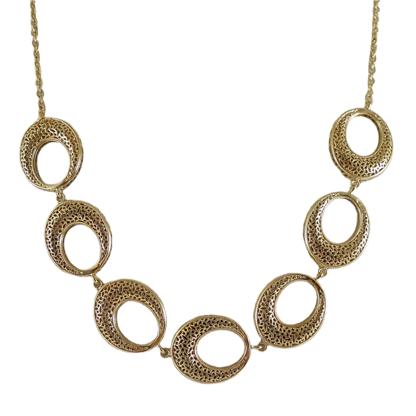 Crescent Moon Gold filigree Necklace with lobster clasp