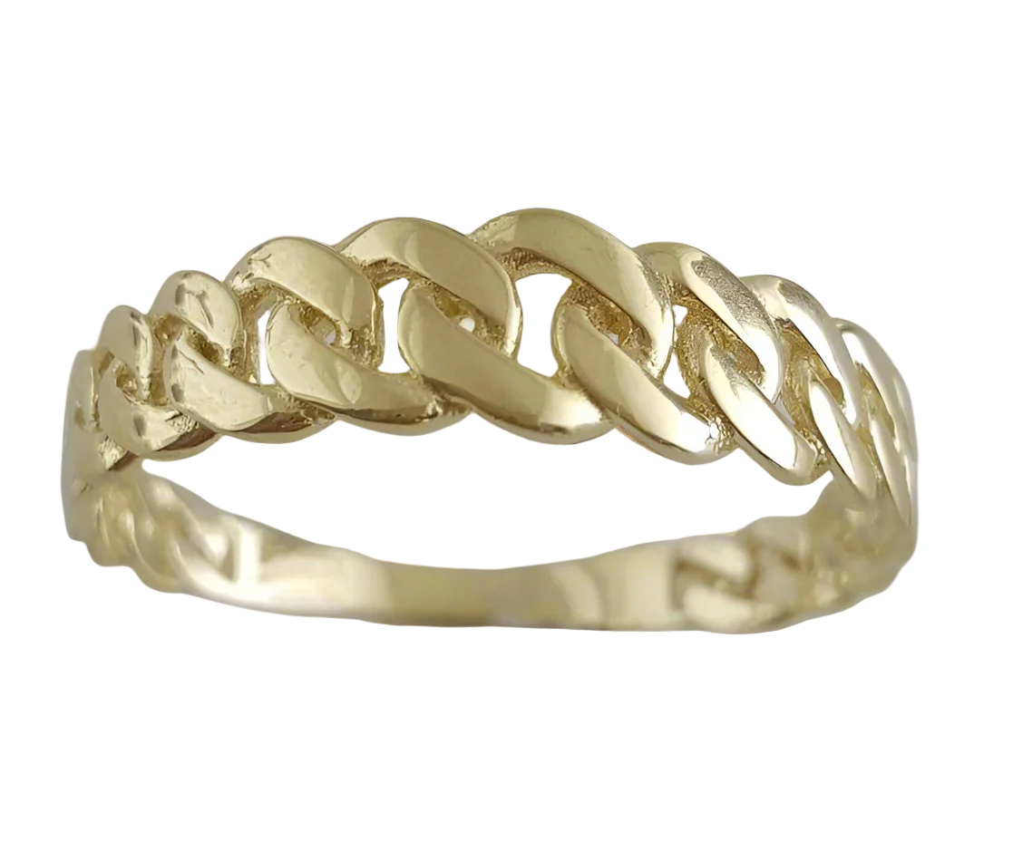 Gold Cuban Chain Link Ring - 18k, 14k,10k