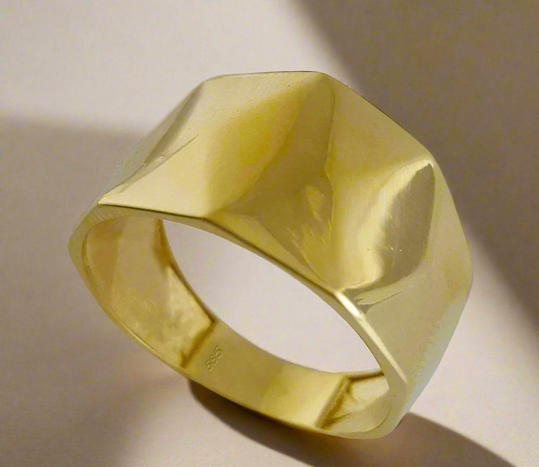Gold Facetted High Polish Ring - 18k, 14k, 10k - TurkishBling