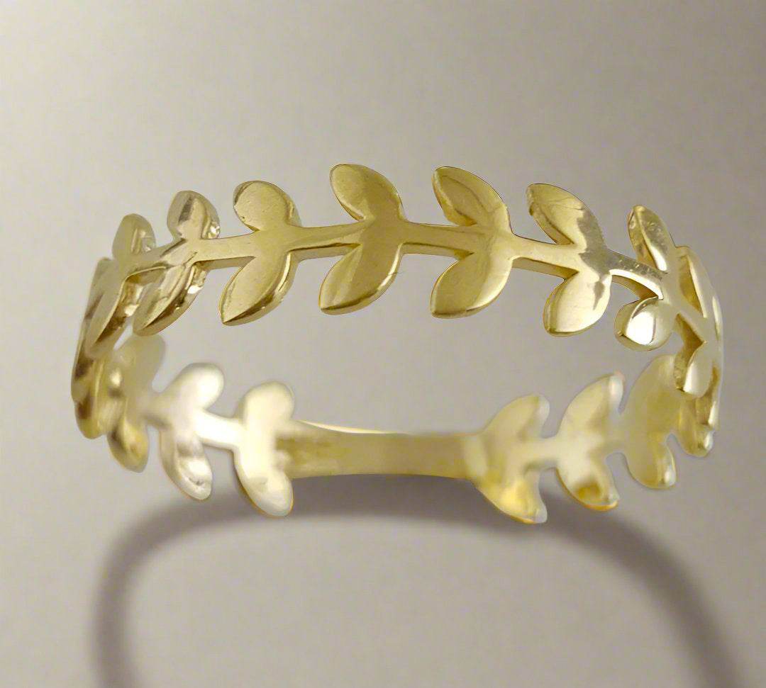 Leaf Gold Ring - 10k,14k,18k - TurkishBling