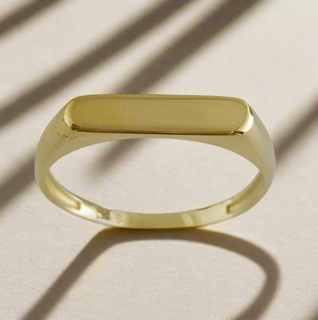 Engravable Minimalist Gold Ring - 10k,14k,18k - TurkishBling