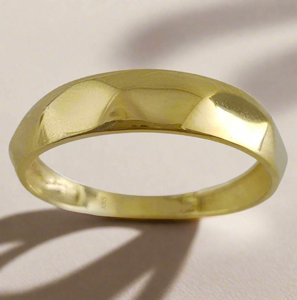 Facetted Dome Gold Ring - 18k,14k,10k - TurkishBling