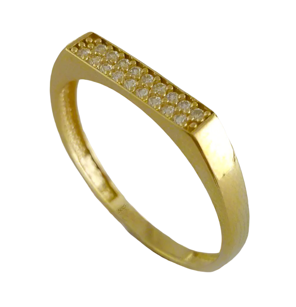 Gold Square Top Ring W Cubic Zircon