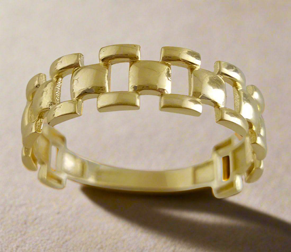 Panther Link Gold Ring - 18k, 14k, 10k - TurkishBling