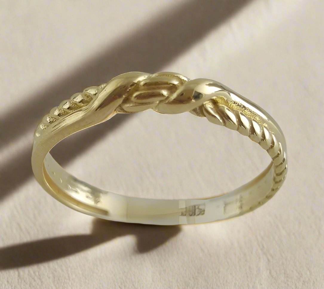 Twisted Double Band Gold Ring - 10k,14k,18k - TurkishBling