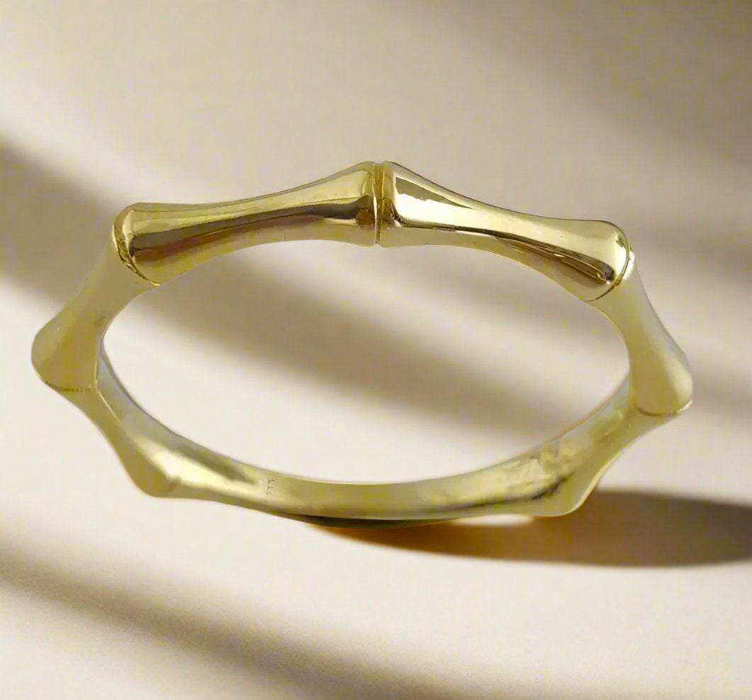 Gold Minimalist Bamboo Ring - 10k, 14k, 18k - TurkishBling