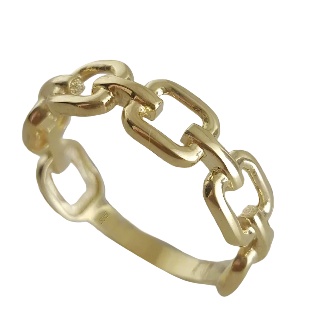 Square Chain Link Gold Ring - 10k,14k,18k