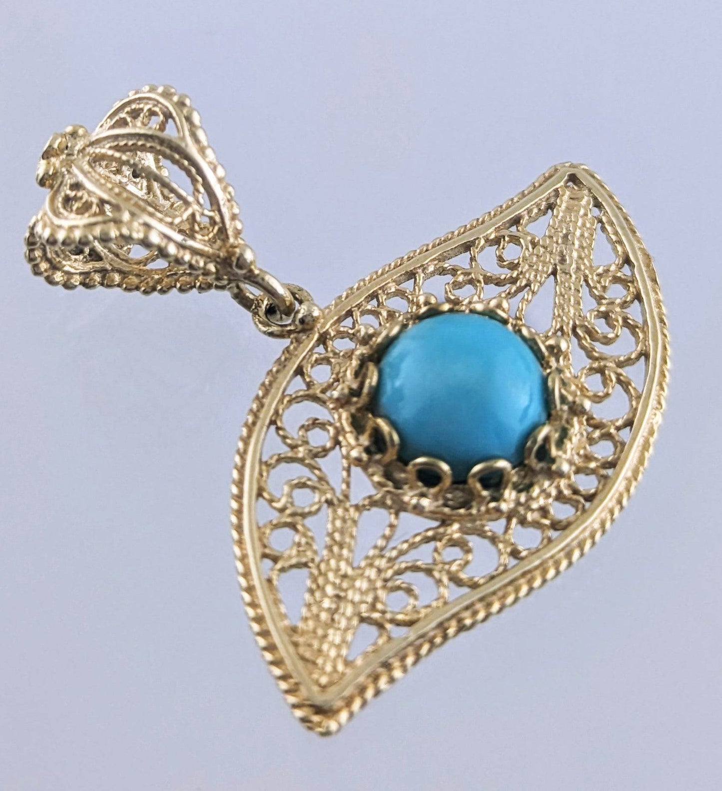 Evil Eye Turquoise Filigree Pendant - TurkishBling