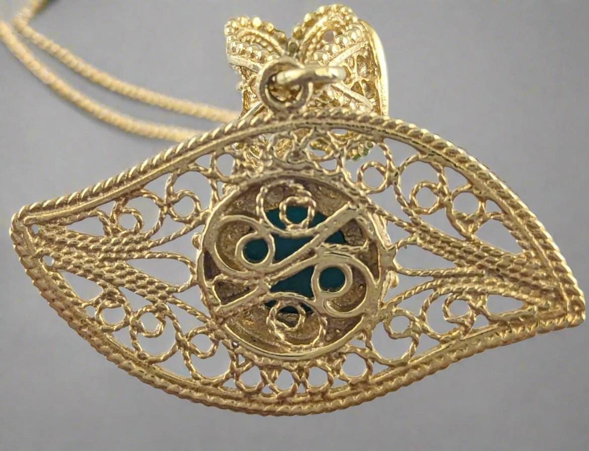 Evil Eye Turquoise Filigree Pendant - TurkishBling