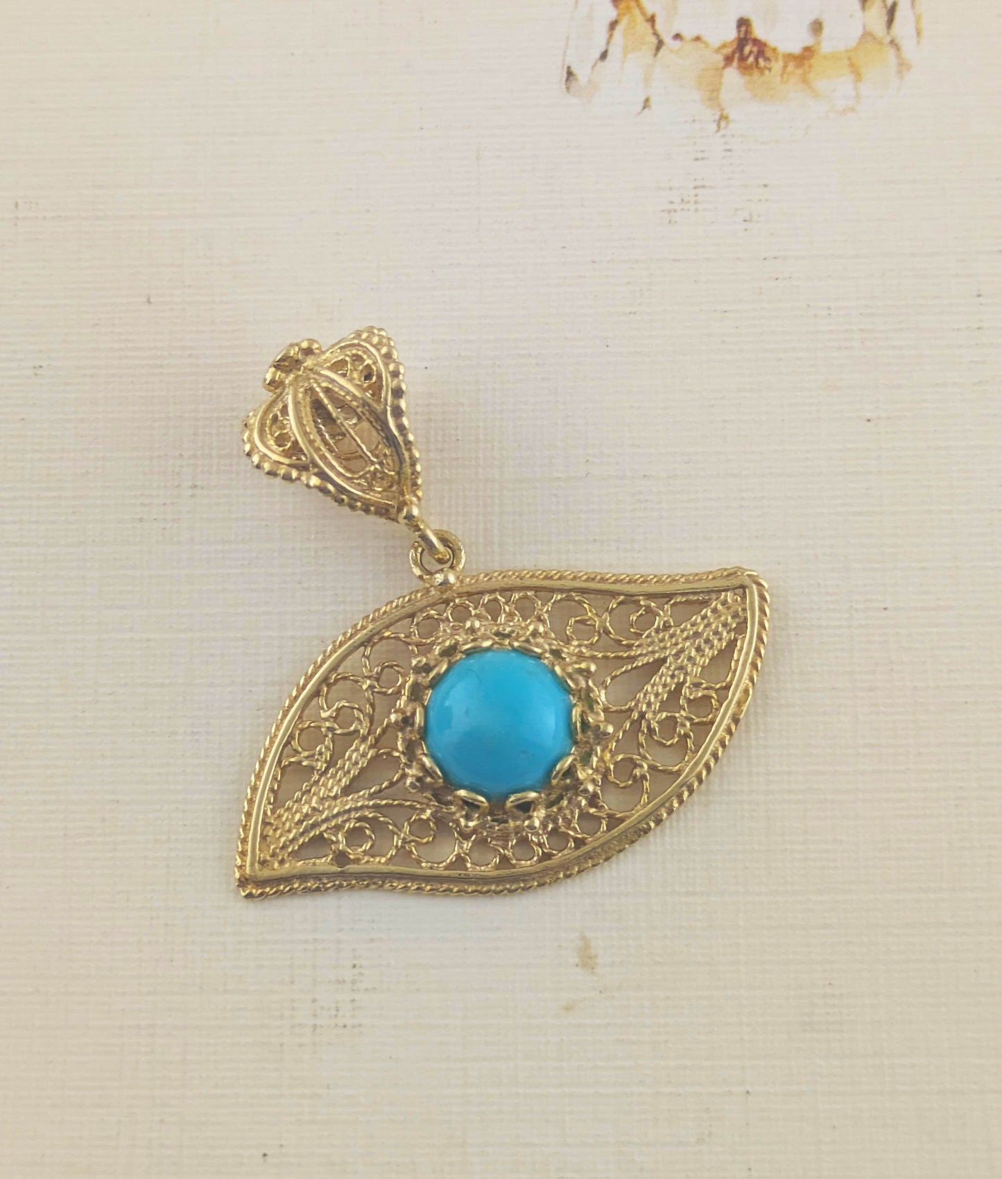 Evil Eye Turquoise Filigree Pendant - TurkishBling