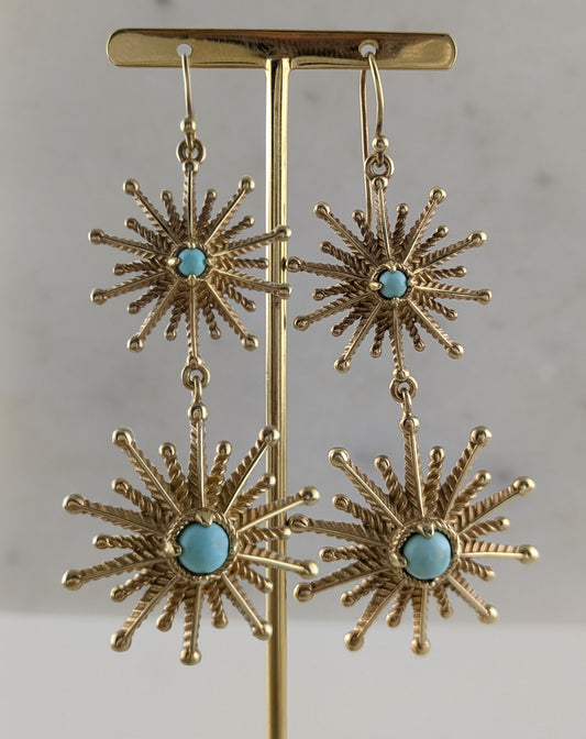 Starburst Drop Earrings Choice of Turquoise or Coral